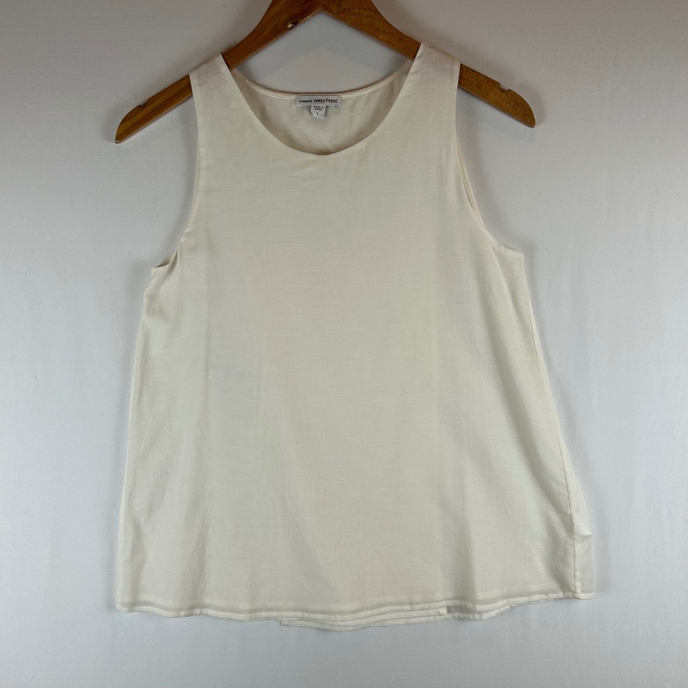 Standard James Perse Sleeveless Tank Top Cream Cotton Silk Blend Size 1